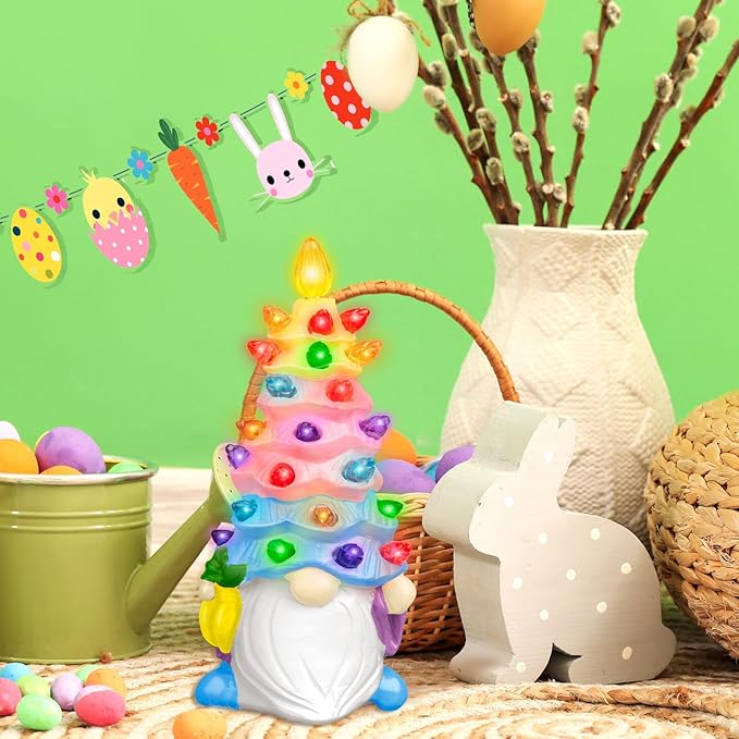 Easter Gnomes Decorations Glowing Easter Carrot Gnome Decoration Resin Spring Figurines Gifts Garden Statue Welcome Decor for Indoor Outdoor Theme Party Basket Stuffers Filler