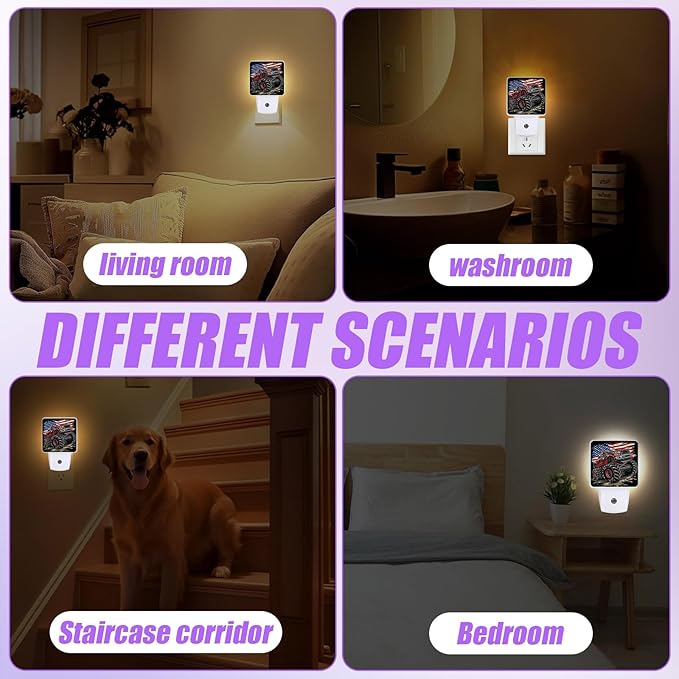 Monster Truck Night Light,Funny Plug-in Night Lights with Dusk-to-Dawn Sensor for Bedroom,Bathroom and Living Room Sleep Friendly lamp 0.5w