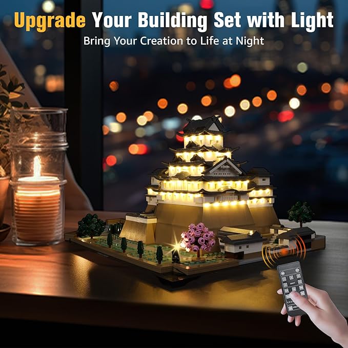 BrickSoul Light Up Kit for Lego Landmarks Collection: Himeji Castle 21060 Building Set, Upgrade RC Adjustable Lighting Mode Lighting Accessories for Lego Fans Gift, Not Included 21060 Model