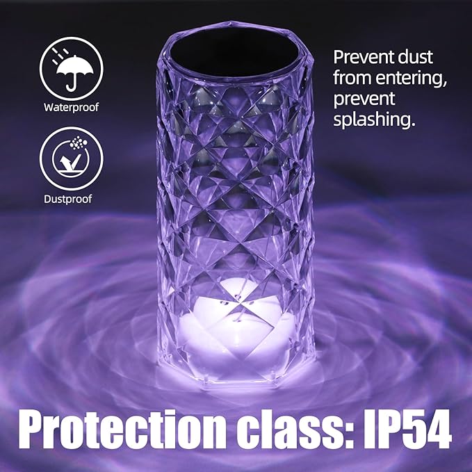 oneleaf Table Lamp Rose Crystal RGB Modern LED Cordless,Rechargeable Battery Touch Desk lamp with Remote Control, Night Light for Couple Dinner/Restaurant/Bedroom/Camp (B-Colorful)