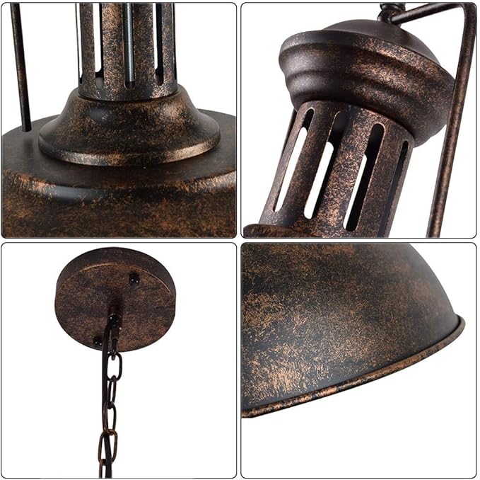 Lingkai 16.14" Farmhouse Pendant Light, Rustic Vintage Hanging Light Fixture Barn Dome Lampshade Ceiling Mount Lamp for Kitchen Island Dining Room