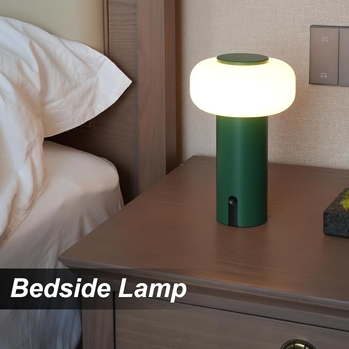 Shower Lamp Waterproof, Outdoor Cordless Table Lamp Rechargeable, Portable Battery Operated Light, Touch Dimmable Night Light for Bedroom/Patio/Dinning/Camping (Green)