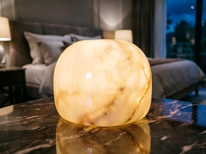 Marble Lamp Night Light Touch Bedside Table Lamp for Bedroom,Type-C Rechargeable Small Desk Bedside Small Lamps,Eye Caring Dimmable LED Ambient lamp (Mid Century Modern)