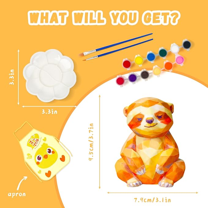 Paint Your Own Sloth Lamp Kit, Arts and Crafts for Kids Ages 8-12, Sloth Night Light Kids Toys for Girls, Art Supplies Painting Craft Kits for Kids, Gifts for Girls Birthday Ages 3 4 5 6 7 8 9 10 11+