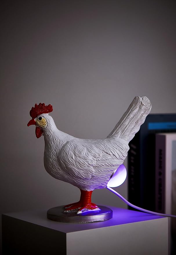 Chicken Egg Lamp, 3D Resin Chicken Lamp, Hen Laying Egg Lamp with Color Gift Box, Lifelike LED Egg Lamp, Funny Easter Christmas Birthday Gift for Friends (d)