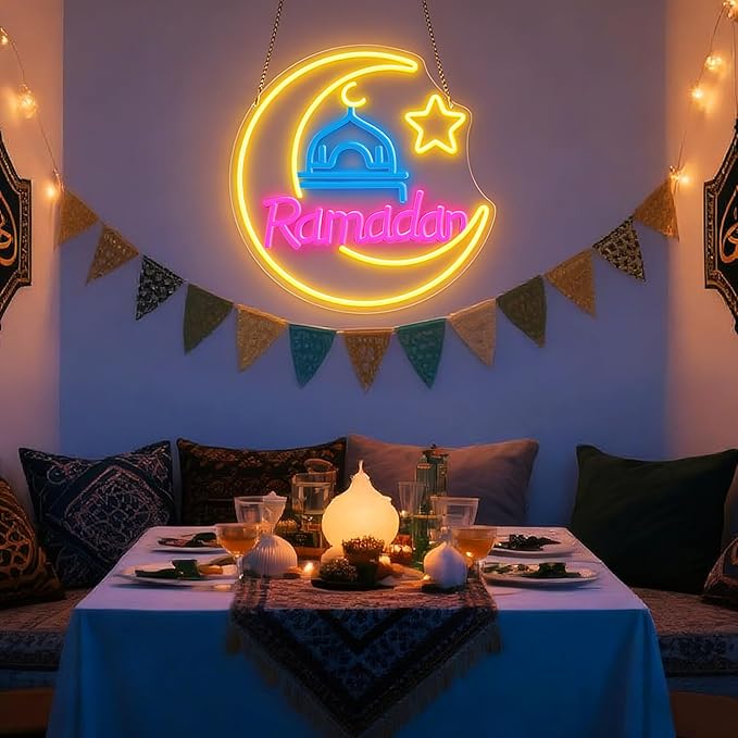 Ramadan Kareem Neon Sign 15 in Eid Mubarak Neon Lights for Wall Decor Muslim Islamic Led Light Sign for Ramadan Mubarak Ramadan Kareem Sign Islamic Muslim Home Bedroom Party Decor Gift