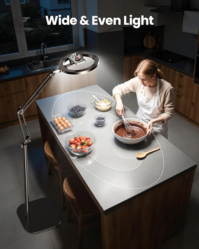 Ring Light with Stand Tripod for iPhone – Evershop 10” Overhead Camera Mount, 70.8” Tall Adjustable Selfie Light with Phone Holder for Video Recording, Photography, Streaming, TikTok, YouTube