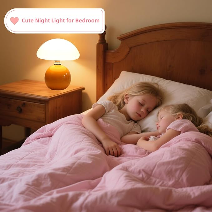 Mushroom Lamp for Bedroom Living Room,Mushroom Table Lamps for Bedside Night Stands,3 Color Temperature Desk Small Table Lamp,Cute Mini Modern Night Light Lamp,Unique Home Decoration