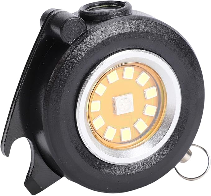 Keenso Keychain Flashlight, Aluminum Alloy Portable LED Torch with RGB Modes, Emergency Light for Camping and Car Repair (Black)