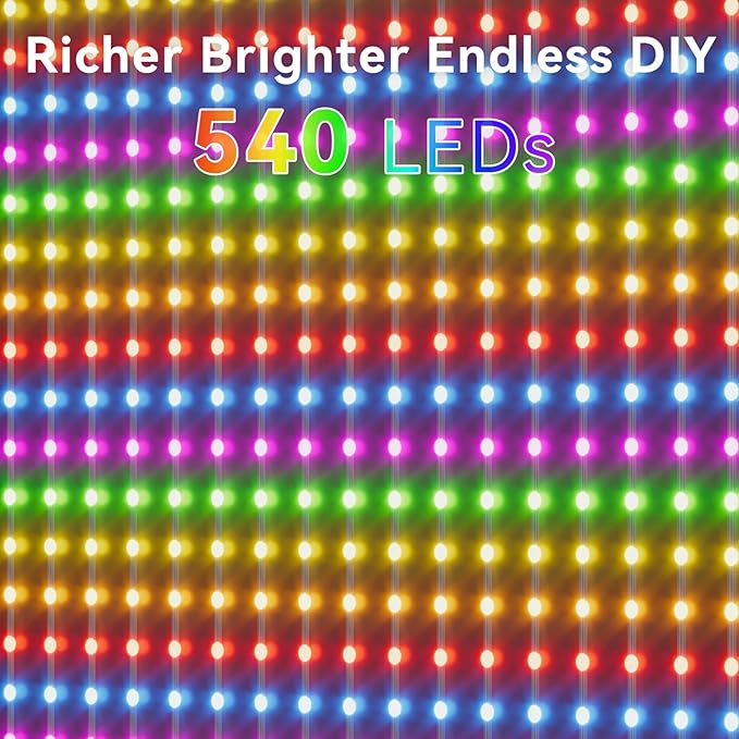 Smart Curtain Lights Pro - 540LEDs AI Pattern & GIF Display, WiFi APP Control Compatible with Alexa Google Home, Color Changing Music Lights Outdoor Indoor for 4th of July Window Decor, 5x6.6FT