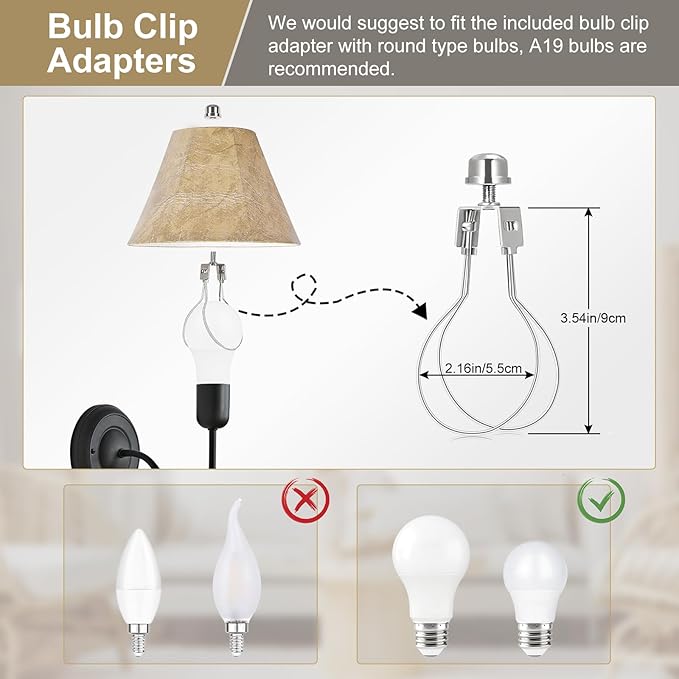 Rustic Lamp Shades Set of 2, Faux Leather Replacement Lampshades, 4.7" Top x 9.8" Bottom x 6.4" High, Small Lamp Shades for Table Lamps Bedside Lamps, Spider, Bulb Clip Adapters Included
