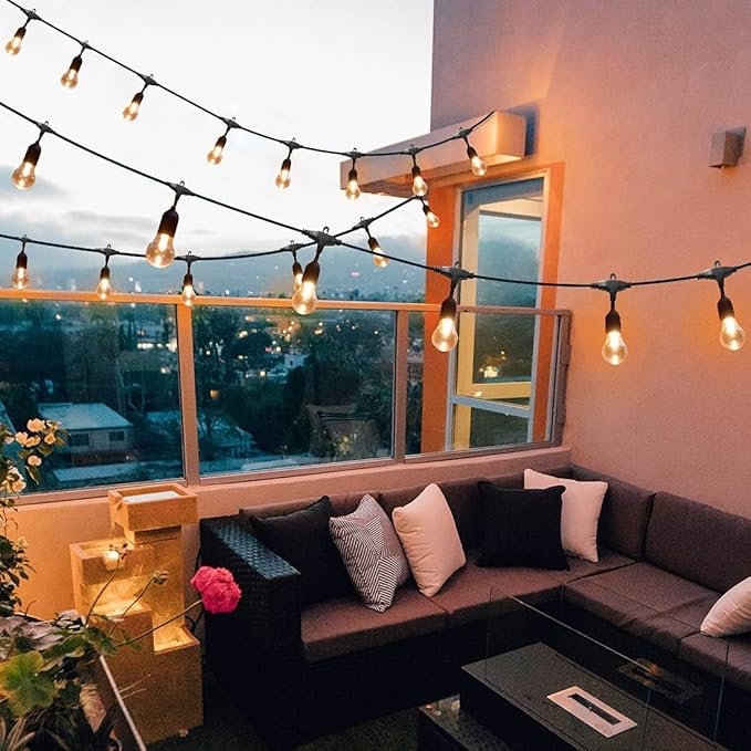 35FT Outdoor String Lights, 11 Shatterproof Edison Bulbs, Dimmable RGB Color Changing Patio Lights with Remote,Waterproof for Garden Commercial LED Decorative Lighting.