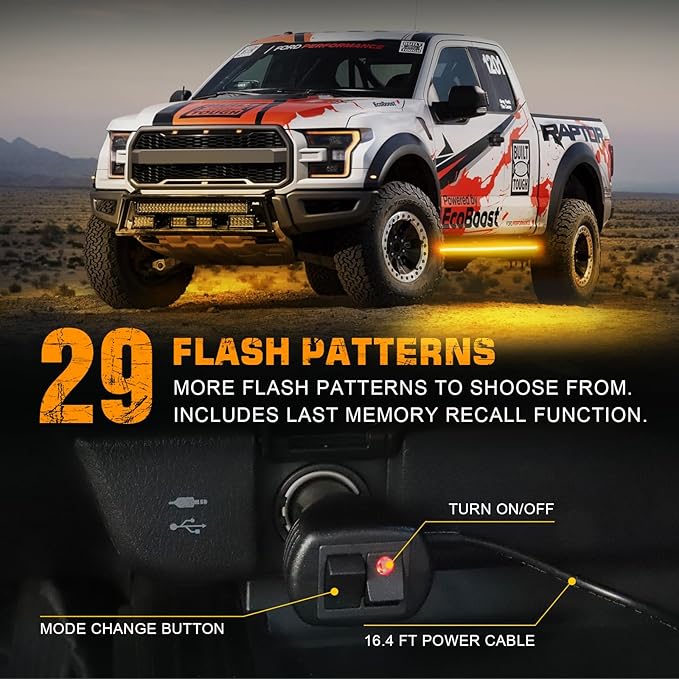 XRIDONSEN 2PCS 60 inch Amber Strobe Lights Strip 720 LED Running Board Lights Flashing Warning Hazard Safety Side Step Flexible Emergency Lights for Tow/Plow Trucks Construction Vehicles Pickup SUV