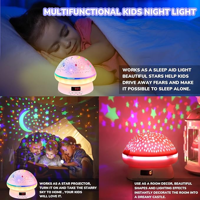 MINGKIDS Toys for 3-8 Year Old Girls Boys,Star Night Light Projector with Hard Projection Cover, Timer&Rotation,2-9 Year Olds Kids Chritsmas Birthday Gifts
