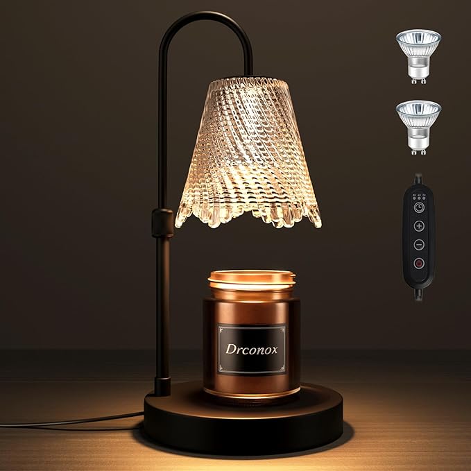 Candle Warmer Lamp with Timer, Adjustable Brightness & Height – Wax Melt Warmer for Jar Candles, Birthday Gifts for Women, Mom Day Gifts, Housewarming Gift Home Decor with 2 Bulbs