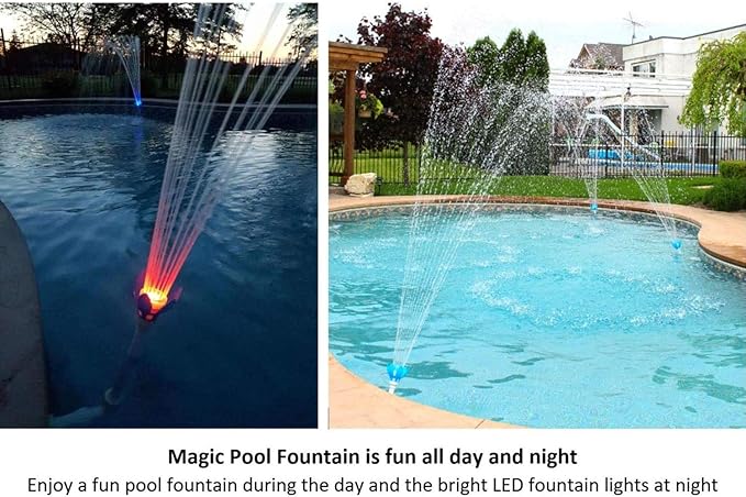 Water Powered Swimming Accessory Sprinkler Aerates with Color Changing LED Light Bulb for Use with 1.5 Inch Outlets (2 Pack)
