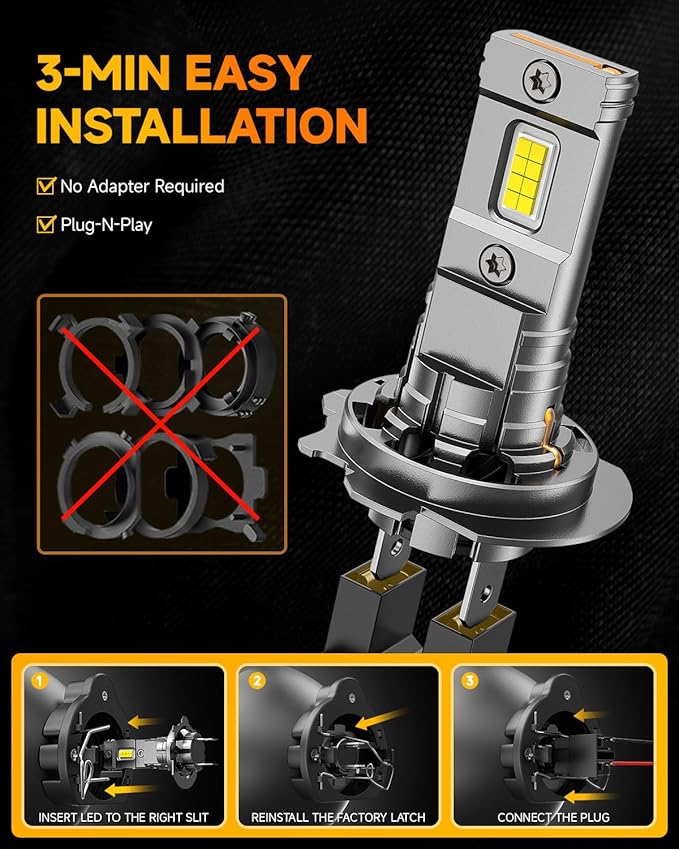 FAHREN 2025 Upgraded H7 Light Bulbs, 30000LM 800% Brighter Lighting Bulb, 1:1 Halogen Mini Size H7 Bulb with Fan, Off-Road Use or Fog Light Bulbs No Adapter Required Plug-and-Play, Pack of 2