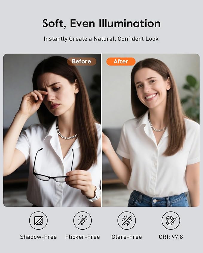 USB-Powered Selfie Ring Light for Desk, Laptop, Monitor & Phone – LitONES Eye-Caring Webcam Light with 84 Soft LEDs, 50 Modes, CRI 97.8+, 5” Small Streaming Light for Zoom, Video Calls & Conference