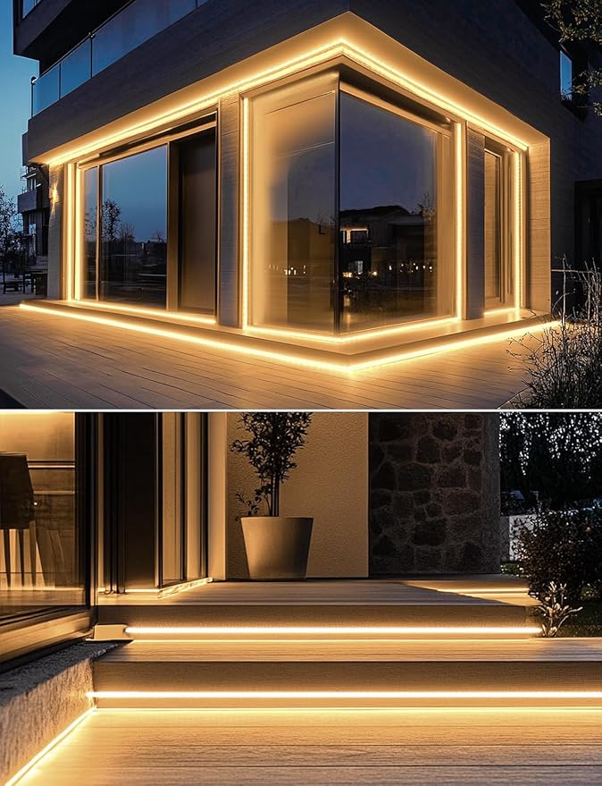 GZBtech AC 110-120V LED Strip Lighting 100FT/30M, 2800K Warm White IP65 Waterproof Outdoor Strip Lights, 60LEDs/M SMD2835 Cuttable & Connectable LED Rope Light for Indoor Outside Exterior, ETL Listed