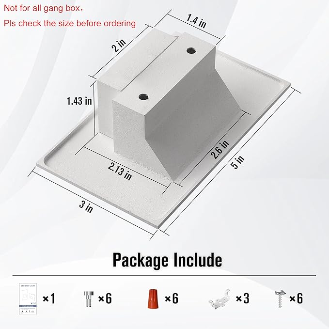 LED Step Light Outdoor Indoor Stair Lights 12V Low Voltage 3000K/4000K/5000K 3 Color Adjustable 4W, 150LM IP66 Waterproofx Horizontal White 12V Low Voltage Lights for Steps, 3-Pack