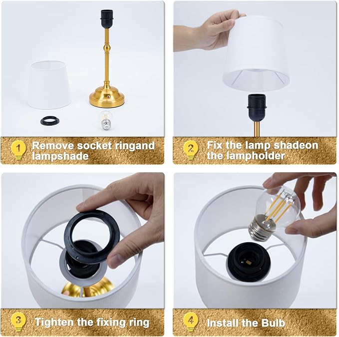 VOLISUN Cordless Table Lamp, 5200mAh Battery Operated Lamp, Touch Dimmable Wireless Lamp Bedside Light for Bedroom, Living Room, Dining Room (Gold, 1 Pack)