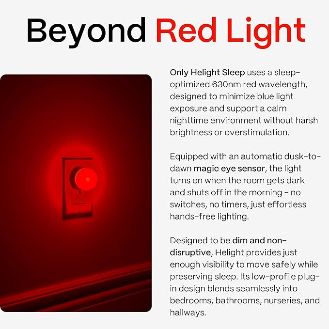 Helight Red Night Light Plug-in 2 Pack – 630nm Red Light for Sleep & Bedroom Use to Support Deep Relaxation- Dim Plug-in Night Lamp with Automatic Dusk to Dawn Magic Eye Sensor