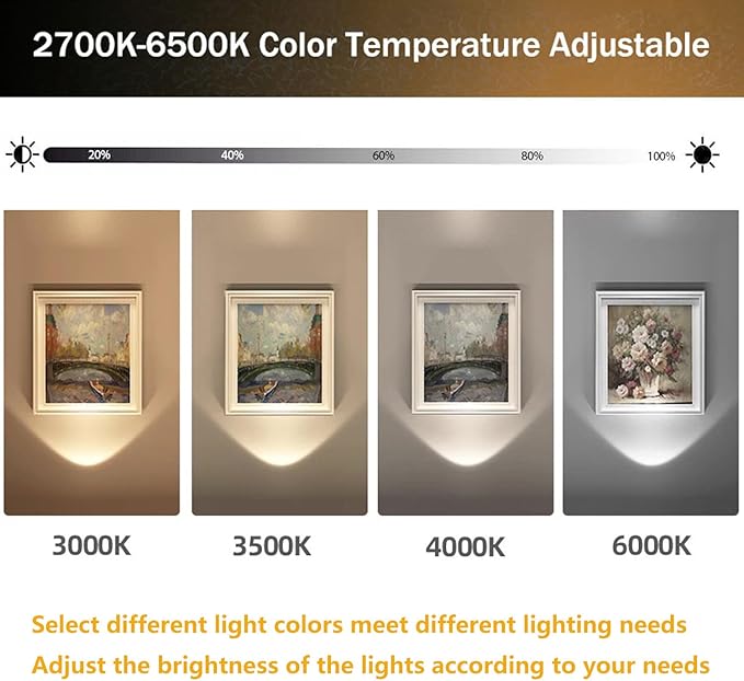 Uplights Indoor LED Spotlights 8W 2700K-6500K White Color Adjustable Desktop Corner Accent Floor Can Uplighting for Plant Picture Living Room with 5.9 FT Plug Cord and Foot Switch