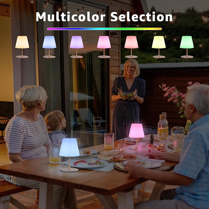 uuffoo 2 Pcs Shower Lamp Rechargeable Table Lamp, Cordless Desk Lamps Bathroom Lamp Touch Warm White and RGB IP44 Shower-Safe, USB-C Cable, Portable for Bedroom Bathroom Balcony Patio (Wood Grain)