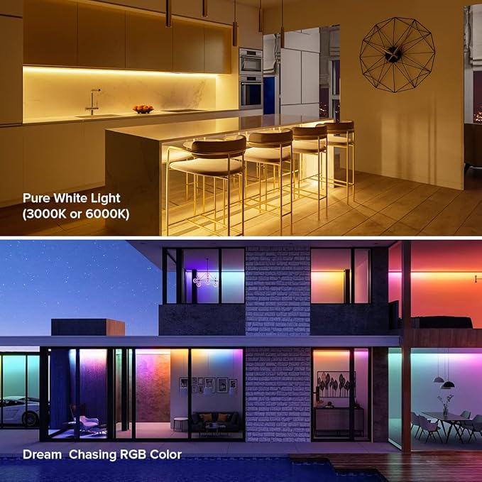 BTF-LIGHTING WS2814 IC RGBW RGB+Cool White (Similar WS2812B) Addressable DC24V 16.4FT 60LED/m 10pixel/m Flexible 4 Colors in 1 Dream Color LED Strip IP65 for Home Decor (No Adapter or Controller)