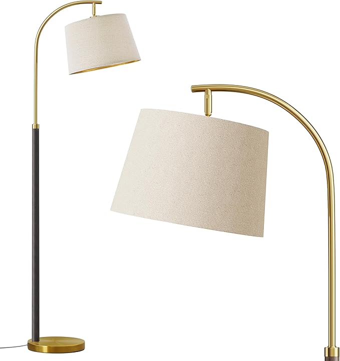 63" Wood Floor Lamp for Living Room Dimmable Standing Lamp with Remote & Foot Switch, 3 Color Temperatures Tall Lamp Mid Century Modern Floor Lamp for Bedroom Office, 9W Bulb Included, Wood Black
