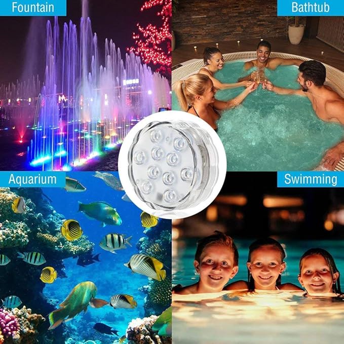 [8-Pack] Submersible Led Lights with Remotes, Kinhon Waterproof Submersible Lights Battery Operated, Underwater Pond Lights RGB Multi-color Pool Light for Pond, Garden, Base, Wedding