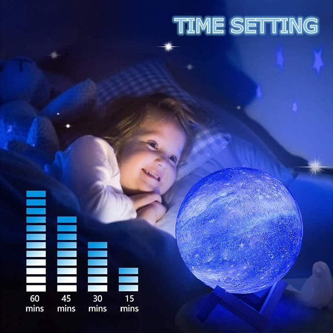 Moon Lamp, Night Light, 16 Colors Galaxy Lamp 3D Printing Moon Light with Stand/Remote Control/Touch/USB Rechargeable/Timer, Moon Night Light for Kids Friend, Home decor Mothers Day Gifts (4.8 inch)