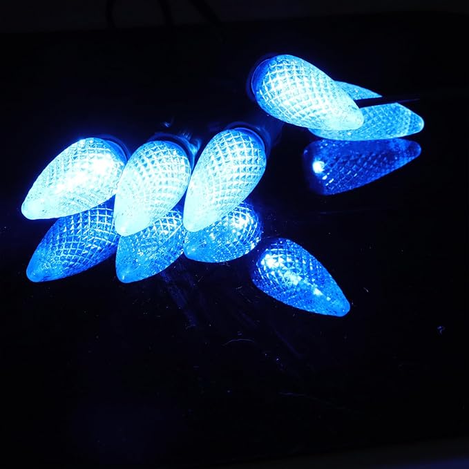 5PCS C9 LED Christmas Light Bulbs - C9 led Bulbs with E17 Base Sockets Replacement Bulbs for Outdoor String Lights - Commercial Grade ICY Blue