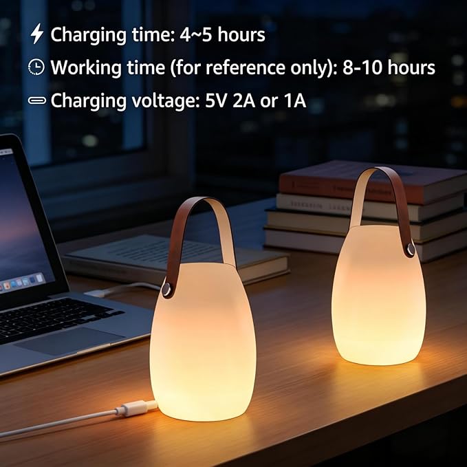 uuffoo 2 Pack Rechargeable Portable Table Lamp, Cordless RGB Lantern with Remote, Decorative LED Night Light, IP44 Waterproof Indoor Outdoor Lamp for Bedroom Patio Garden Wedding Party