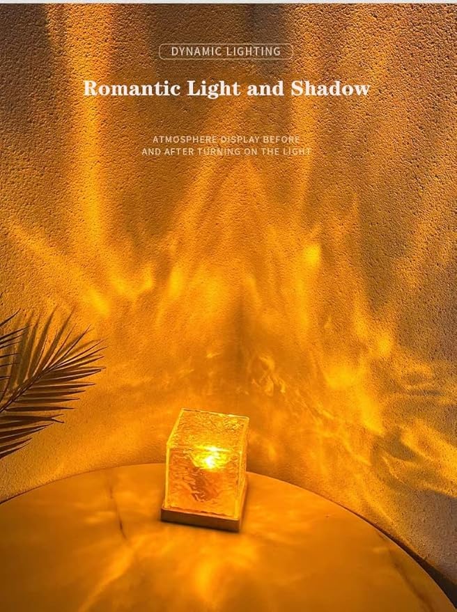 Ocean Wave Projector Light, 16 Colors Rechargeable Luminorthe Cube Lamp with Touch and Remote Control, Bringing Romance and Tranquility