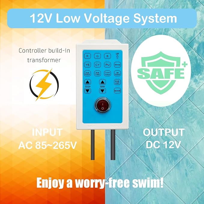 Pool Lights for Inground Pool, 60W 10 Inch LED Inground Pool Light with Controller, Remote and APP Control for Wet Niche, Color Changing Underwater Swimming Pool Lights with 100 Foot Cord