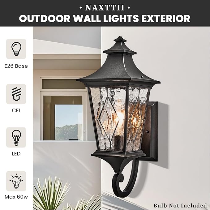 Outdoor Wall Lights Modern Outdoor Wall Sconce Light 21 Inch Large-Sized Exterior Porch Lights Wall Mount for Front House Garage and Entryway Black Finish Waterproof