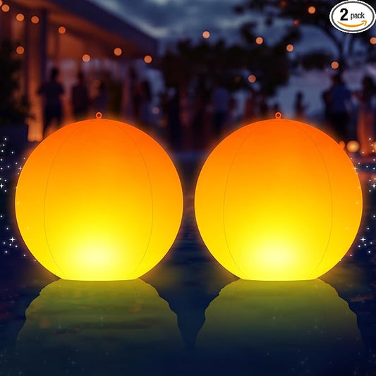 Floating Pool Lights,14" Flame Solar Pool Lights,Floating Glow Globe IP68 Waterproof, Solar Powered Swimming Pool Accessories, Large Floating Light Up Balls for Pool Pond Outdoor Decor-2PCS