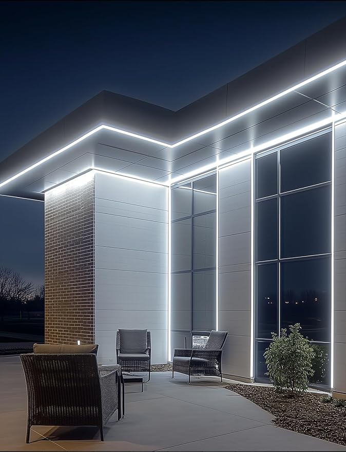GZBtech AC 110-120V LED Strip Lighting 132FT/40M, 6000K Cool White IP65 Waterproof Outdoor Strip Lights, 60LEDs/M SMD2835 Cuttable & Connectable LED Rope Light for Indoor Outside Exterior, ETL Listed