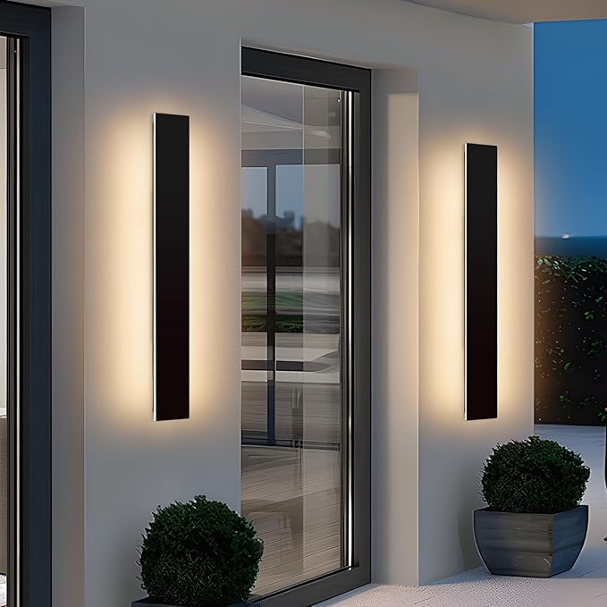 Mikeru 2 Pack Upgraded 39.3" Long LED Wall Sconce, 4.3" Wide IP65 Waterproof Outdoor Wall Lights, 3000K Warm White Exterior Lighting Fixtures for Front Porch, Garage, Basement & Patio