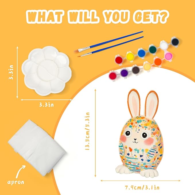 Paint Your Own Bunny Lamp Kit, Art Supplies Arts & Crafts Kit for Kids Age 4-8, Unique Easter Rabbit Egg Gift, Creativity Painting Kit Toy for Girl Boy Birthday Gift Ages 3 4 5 6 7 8 9 10 11 12+