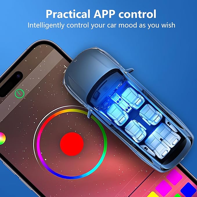 Car Led Lights Interior with Smart APP Control, Sync Music,DIY Mode,Multicolor led Car Interior Light Kits,5V USB Led Lights for Cars, Trucks, SUVs