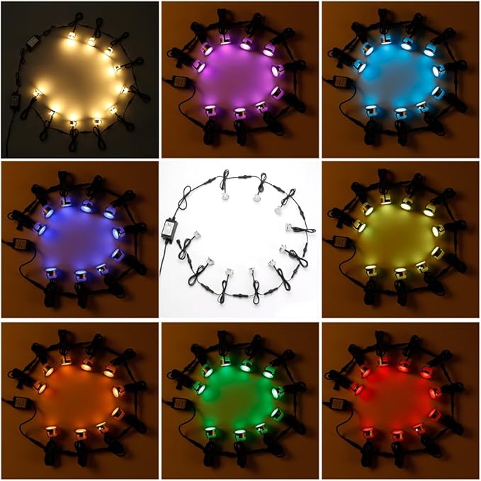 FVTLED Low Voltage Recessed RGBW Deck Light, 30pcs Φ1.22 RGB & Warm White Stainless Steel Waterproof Outdoor Step Lighting In-ground Landscape Pathway Patio Stair Decor Lamp, Black