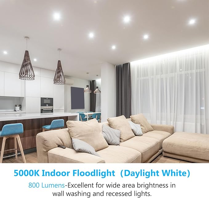 dalattin 12 Pack BR30 LED Bulbs 65W Equivalent, Dimmable Indoor Flood Lights 5000K Daylight White, 9W, 800 Lumens, E26 Base, LED Recessed Light Bulb for Living Room, Bedroom, Bathroom, Kitchen