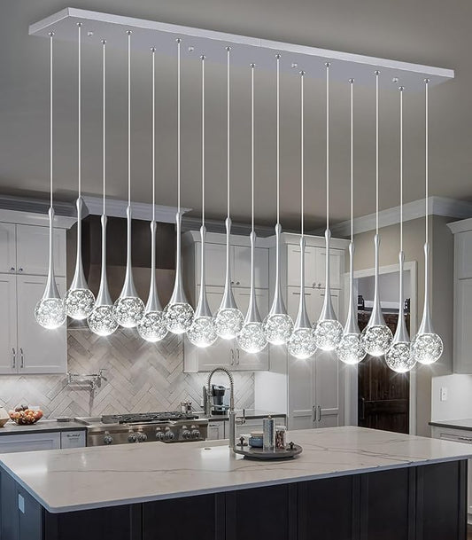 16 Lights Modern Glam Crystal Chandelier for High Ceiling LED Dimmable Pendant Light for Staircase Foyer Enterway Living Room Chandelier Lighting Silver