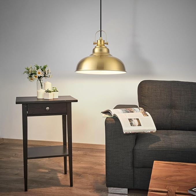 Gold Dome Pendant Light, Gold Pendant Light Kitchen Island 3 Pack, 11.41 Inch Farmhouse Pendant Lights, Hanging Light Fixture for Kitchen Island, Dining Room, Living Room