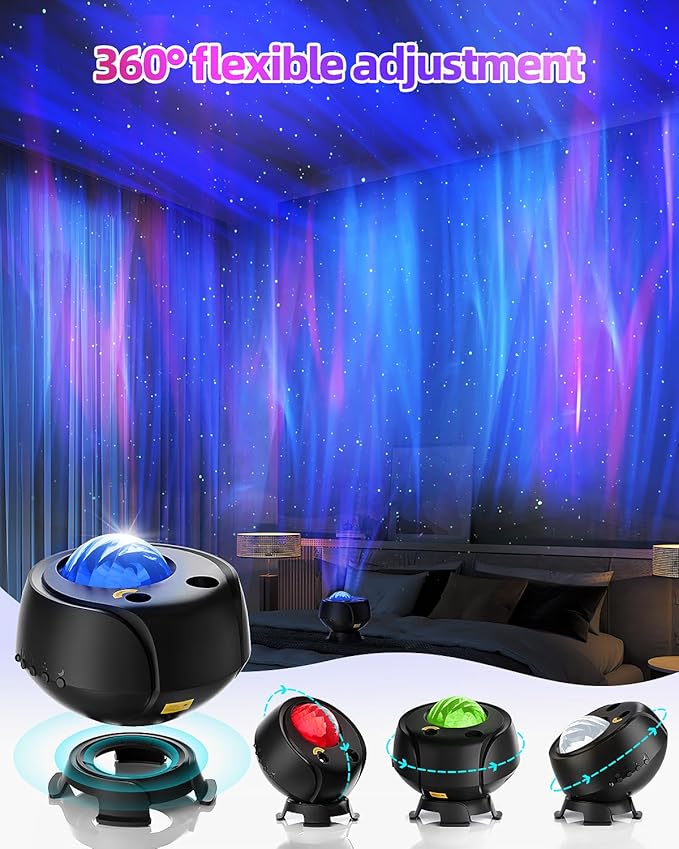 Largest Coverage Area Northern Lights,Galaxy Projector 15 Combinations,60 Light Effects Star Projector for Bedroom,Remote Night Light with Bluetooth Speaker,Timer