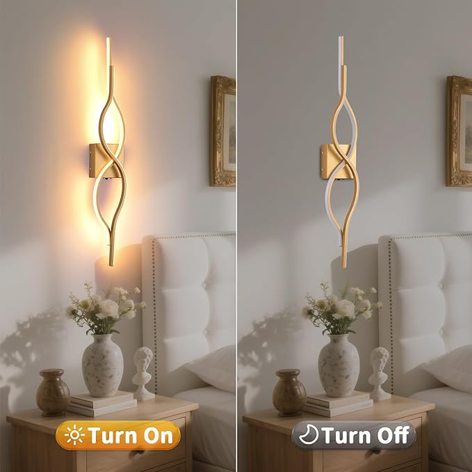 Battery Operated Wall Sconces Set of 2, Gold 31.4'' LED Dimmable Wall Sconce with Remote Control, Adjustable Color Temperature Brightness for Living Room Bedroom and Hallway USB Rechargeable Lighting