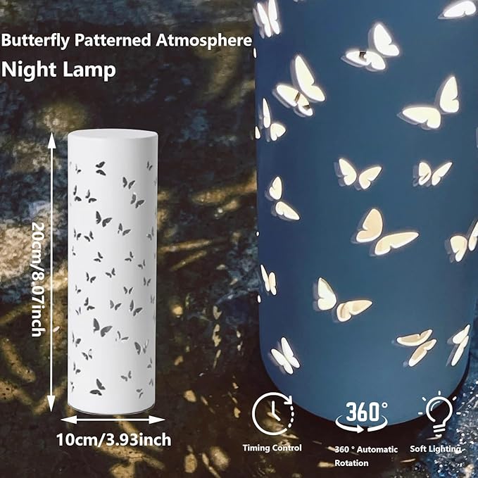 Touch Bedside RGB Table Lamp Rotatable Butterfly Night Light Led Lights for Girls Bedroom Mariposas Living Room Decor Gradient Projector USB Lamps Gift for Birthday Easter Mothers Day