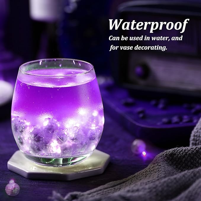 100PCs Mini Led Lights with Hook, Waterproof Round Tiny Led Light for Party Decorations Neon Party Lights for Birthday Party and Wedding Decoration,Purple